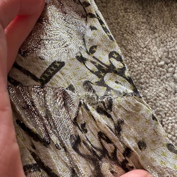 Zara Printed Metallic Boho Beaded Mini Dress Medium - Picture 11 of 12